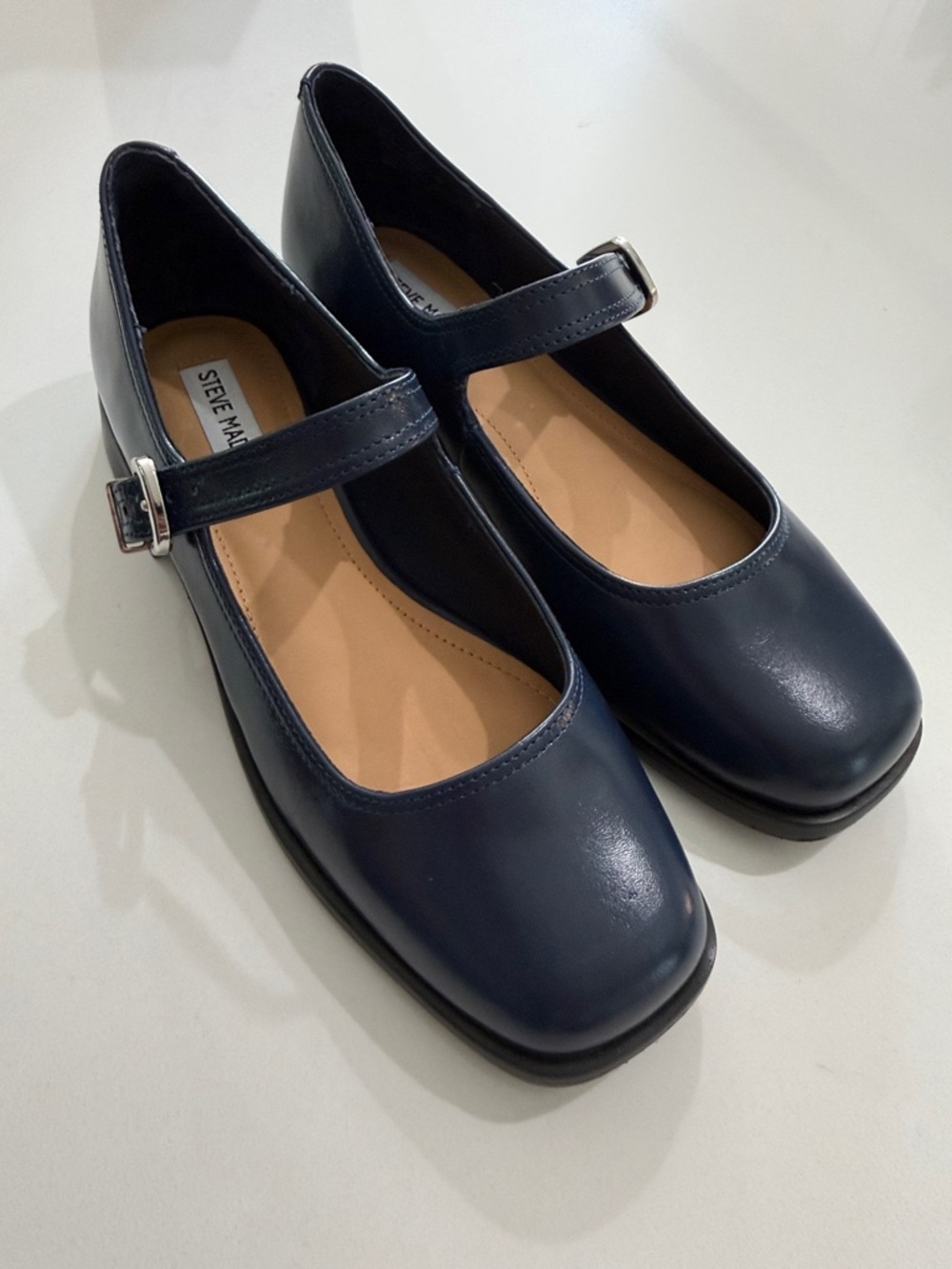 Steve Madden Delancy Navy Leather Mary Jane Flats - Square Toe | Size 9 - Picture 7 of 7